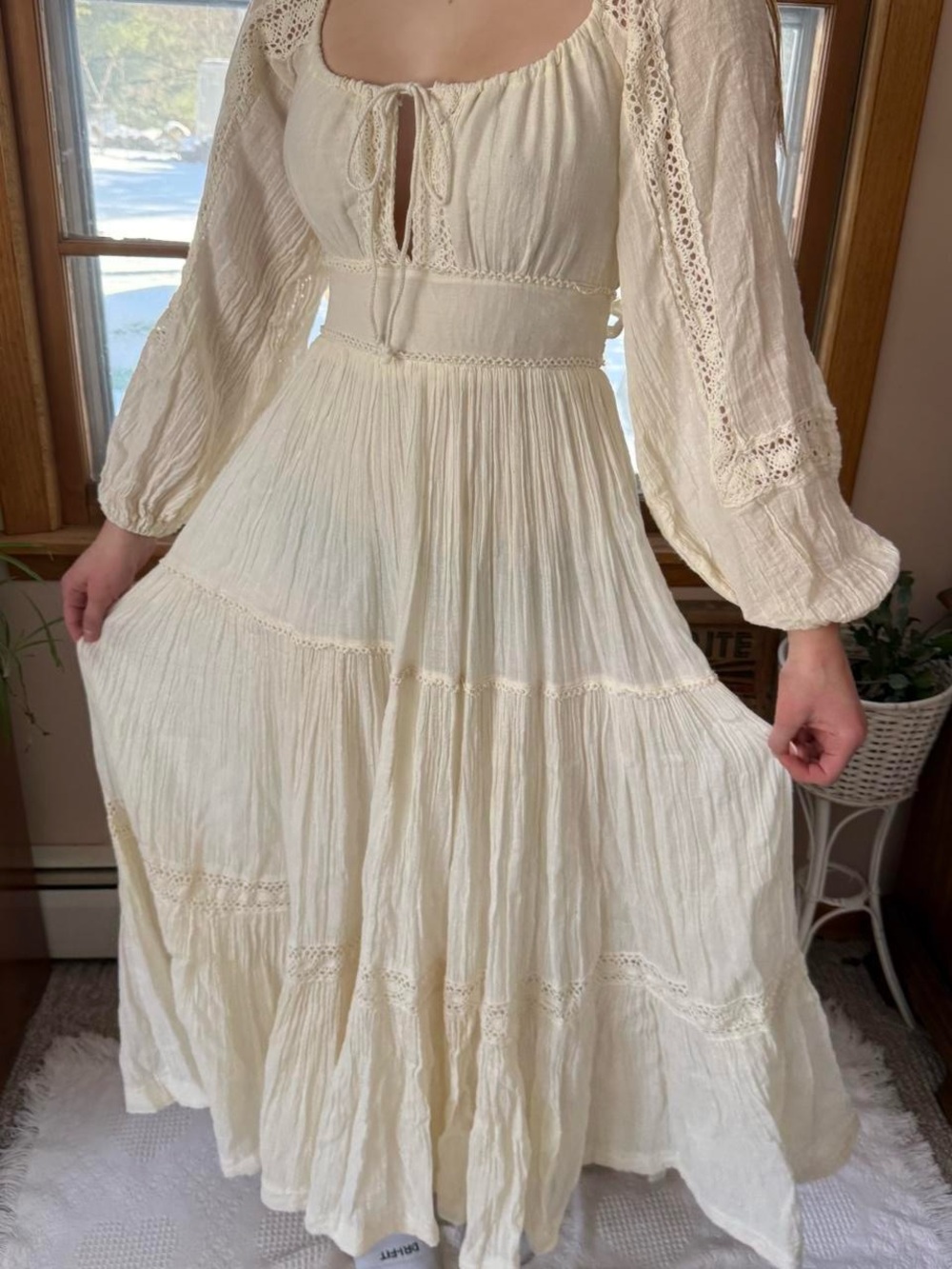 Vintage cream 70s gunne sax maxi dress bridal boho - Picture 3 of 9